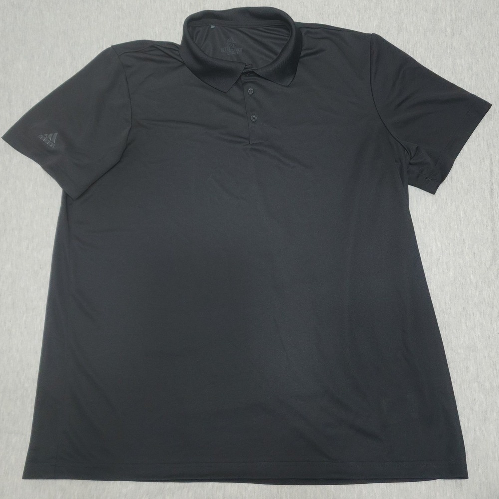 Adidas Golf Polo Shirt Mens 2XL XXL Black Primegreen Performance‎ Short Sleeve